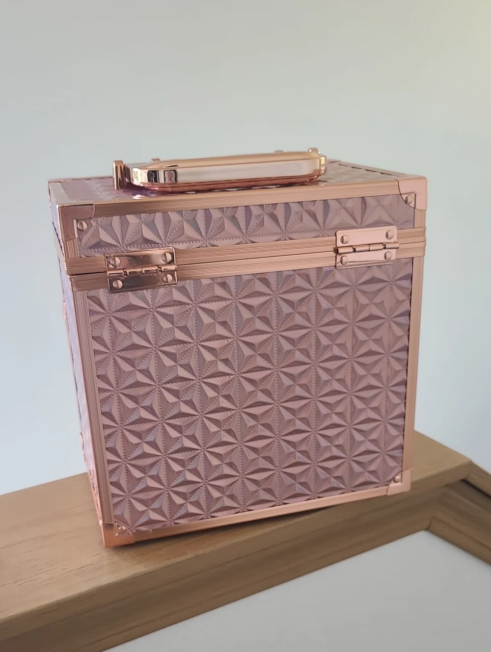 Rose Gold Textured Makeup Train Case